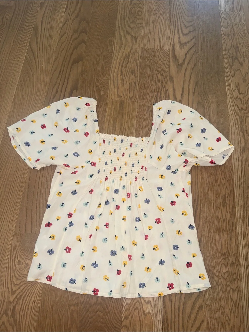 Madewell Floral Scoop-Neck Seamed Button Down